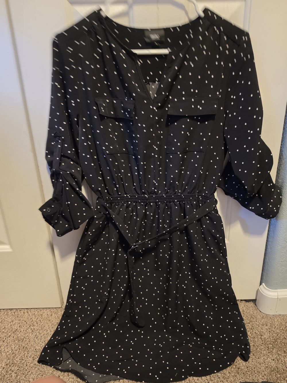 Mossimo Supply Co. Black Mini Dress with White Polka Dots